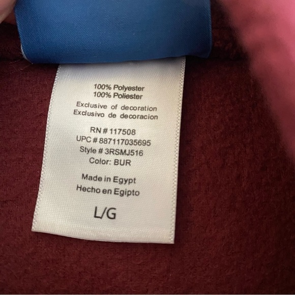 Reebok | Fleece Zip Up Jacket | Maroon | Size: Large - Picture 5 of 9